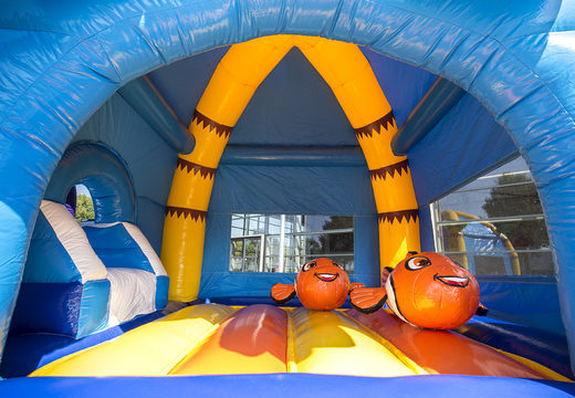 Buy inflatable multifun bouncer with roof in the theme nemo seaworld for children at JB Inflatables America. Order bouncers online at JB Inflatables America