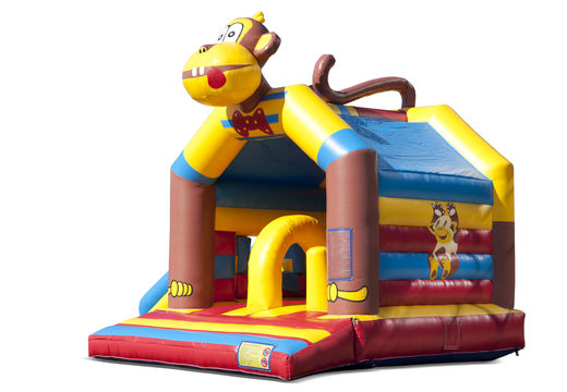 Buy inflatable indoor multiplay multifun bounce house with slide in monkey theme for children. Order inflatable bounce houses online at JB Inflatables America