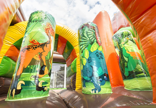 Buy a dinoworld themed bouncer with a slide for children. Order inflatable bouncers online at JB Inflatables America