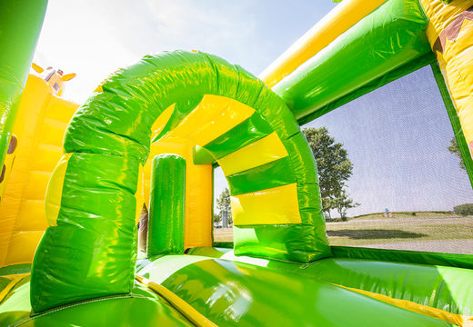 Buy medium inflatable giraffe themed bounce house with slide for children. Order inflatable bounce houses online at JB Inflatables America