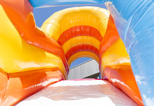 Shark themed bounce house with slide, fun objects on the jumping surface and eye-catching 3D objects for children. Buy inflatable bounce houses online at JB Inflatables America