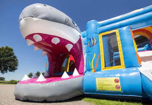 Order medium inflatable shark bounce house with slide for kids. Buy inflatable bounce houses online at JB Inflatables America