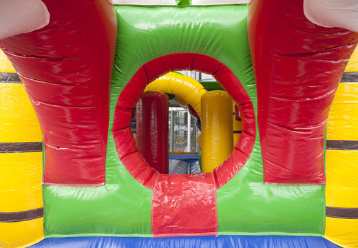 Buy medium inflatable multiplay crocodile themed bounce house with slide for kids. Order inflatable bounce houses online at JB Inflatables America