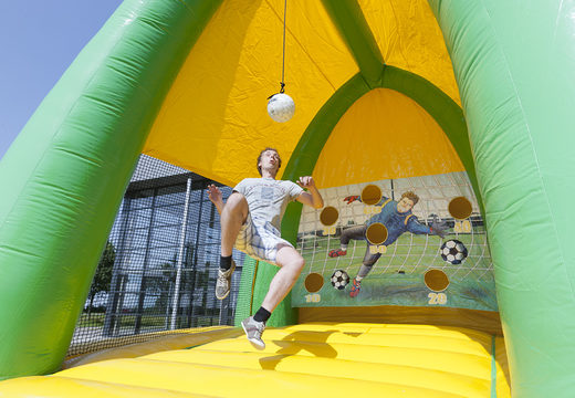 Order a soccer kick arena attraction suitable for young and old, large and small. Buy inflatable soccer kick arena attraction online now at JB Inflatables America