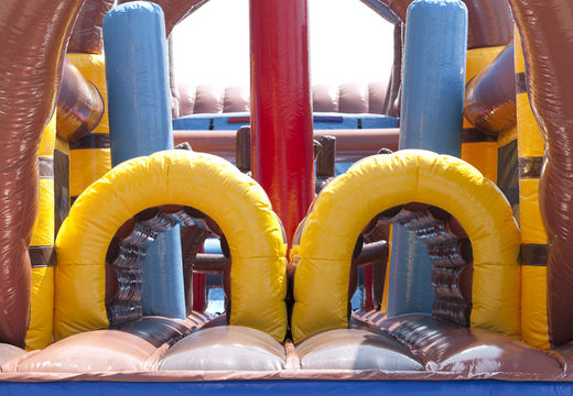 Order a unique 17 meter wide inflatable obstacle course in a pirate theme for children. Order inflatable obstacle courses now online at JB Inflatables America
