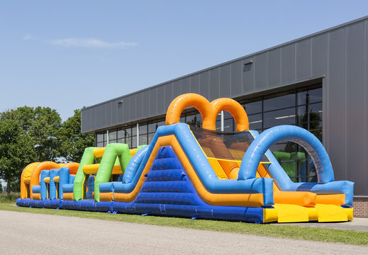 Buy 27 meter long double obstacle course in cheerful colors for children. Order inflatable obstacle courses now online at JB Inflatables America