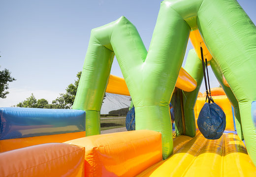Order a 27 meter double obstacle course in cheerful colors for kids. Buy inflatable obstacle courses online now at JB Inflatables America