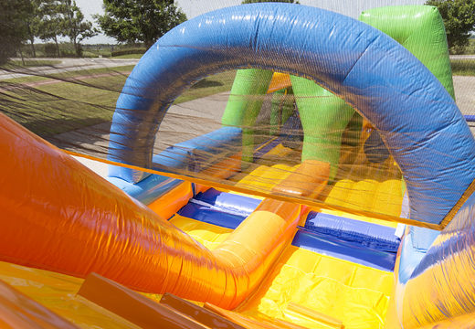 Order obstacle course 27m double in cheerful colors for kids. Buy inflatable obstacle courses online now at JB Inflatables America