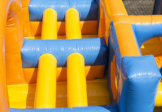 Buy inflatable 27 meter long double obstacle course in cheerful colors for kids. Order inflatable obstacle courses now online at JB Inflatables America
