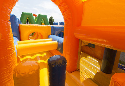 Get your double 27 meter long obstacle course in cheerful colors for children online now. Buy inflatable obstacle courses at JB Inflatables America