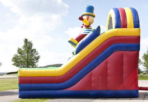 The inflatable slide in a clown theme with a splash pool, impressive 3D object, fresh colors and the 3D obstacles for kids. Buy inflatable slides now online at JB Inflatables America