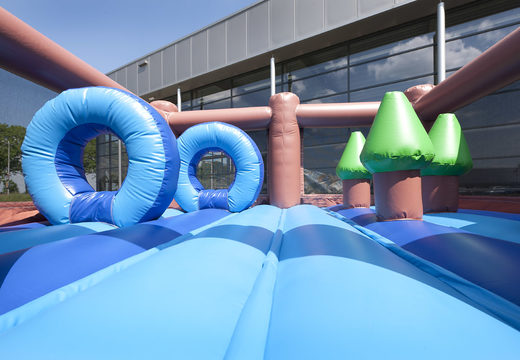 Polar bear themed inflatable slide with a splash pool, impressive 3D object, fresh colors and the 3D obstacles for kids. Order inflatable slides now online at JB Inflatables America