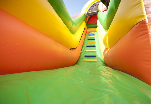 Large inflatable multifunctional slide in a pirate theme with a splash pool, impressive 3D object, fresh colors and the 3D obstacles for children. Order inflatable slides now online at JB Inflatables America
