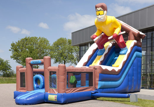Buy unique inflatable slide in the Ski theme with a splash pool, impressive 3D object, fresh colors and the 3D obstacles for children. Order inflatable slides now online at JB Inflatables America