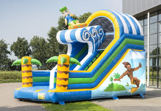 Order an inflatable slide in the surf theme for kids. Buy inflatable slides now online at JB Inflatables America
