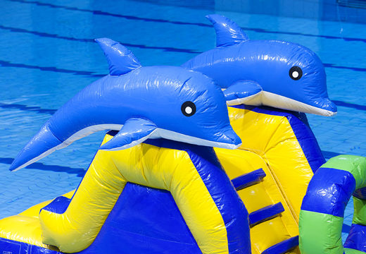 Order slide dolphin run with fun objects for both young and old. Buy inflatable water attractions online now at JB Inflatables America