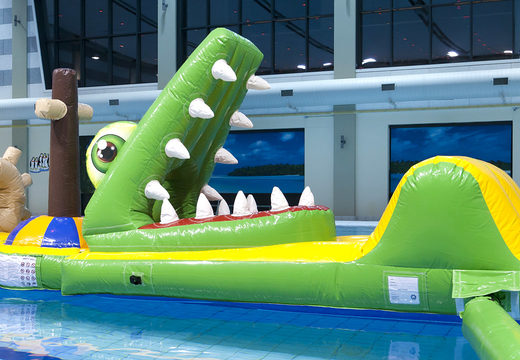 Buy an airtight crocodile-themed inflatable obstacle course with fun 3D objects for both young and old. Order inflatable water attractions now online at JB Inflatables America