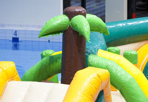 Order double Zig Zag jungle themed swimming pool obstacle course for both young and old. Buy inflatable water attractions online now at JB Inflatables America