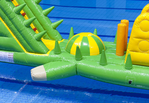 Crocodile run 12m long inflatable obstacle course with challenging obstacle objects for both young and old. Order inflatable water attractions now online at JB Inflatables America