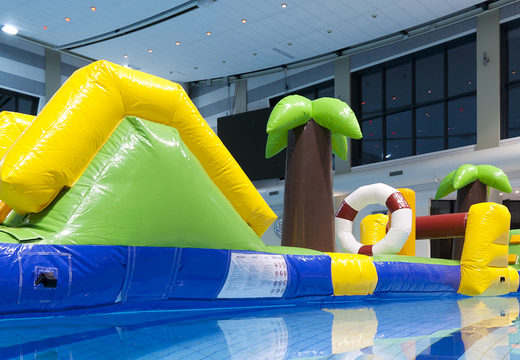 Buy an inflatable Hawaii run 12 meters obstacle course with 2 slides for both young and old. Order inflatable obstacle courses online now at JB Inflatables America