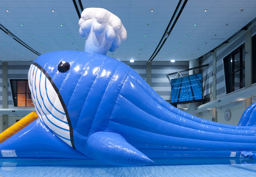 Order unique inflatable Obstacle Run in whale theme with challenging obstacle objects for both young and old. Buy inflatable water attractions online now at JB Inflatables America