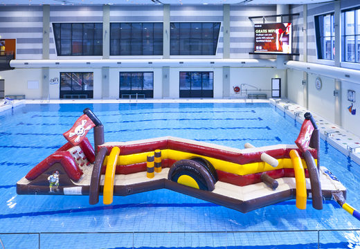 Get airtight double inflatable Zig Zag pirate pool assault course for both young and old. Order inflatable obstacle courses online now at JB Inflatables America