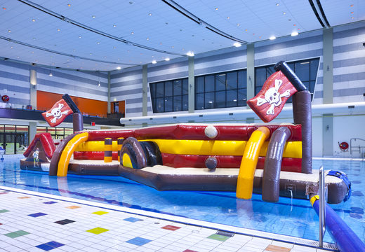 Buy Zig Zag inflatable pirate themed double obstacle course for both young and old. Order inflatable pool obstacle courses now online at JB Inflatables America