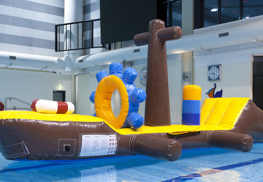 Buy an inflatable 7 meter long obstacle course of a floating pirate ship for both young and old. Order inflatable obstacle courses online now at JB Inflatables America