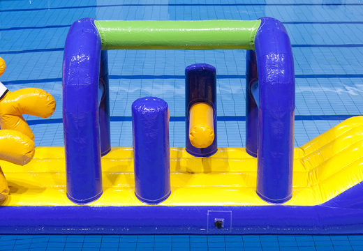 Cool obstacle course adventure run in themed clownfish with challenging obstacle objects to buy for both young and old. Order inflatable pool games now online at JB Inflatables America
