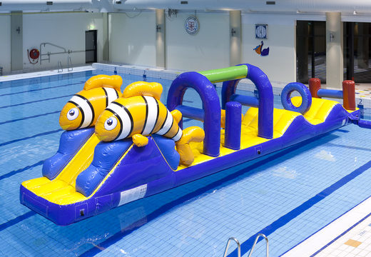 Inflatable clownfish adventure run 12 meter long obstacle course with challenging obstacle objects for both young and old. Buy inflatable pool games now online at JB Inflatables America