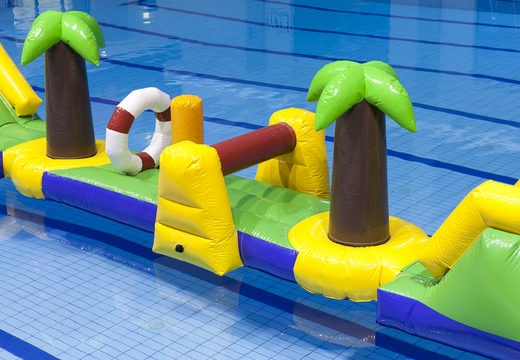 Spectacular inflatable Hawaii run green/blue 12 m swimming pool with 2 slides for both young and old. Buy inflatable water attractions online now at JB Inflatables America