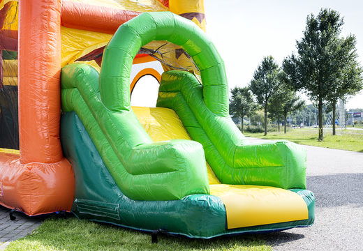Buy mini inflatable jungle themed multiplay bouncy castle with slide for kids. Order inflatable bouncy castles online at JB Inflatables America