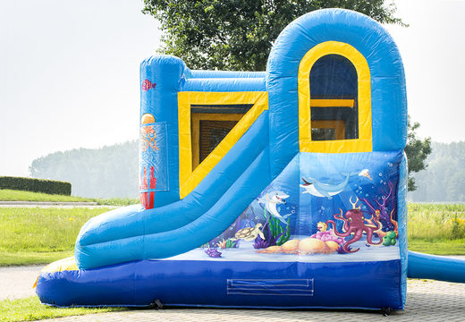 Order mini inflatable ocean-themed bounce house with slide for children. Buy inflatable bounce houses online at JB Inflatables America