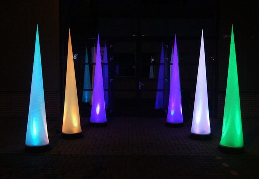 Buy light pillars in the shape of a 2.5m cone online now at JB Inflatables America. Available in standard versions and in every conceivable shape and color