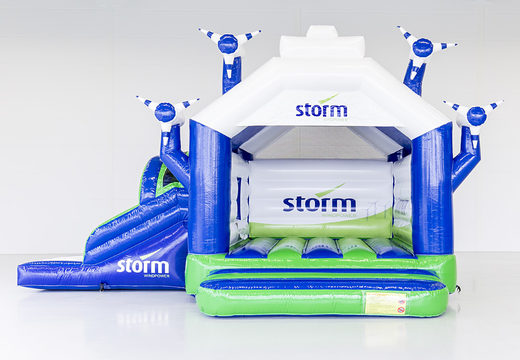 Buy a custom Storm: Multifunctional windmill bounce houses with slide at JB Promotions America. Promotional bounce houses made in all shapes and sizes at JB Promotions America