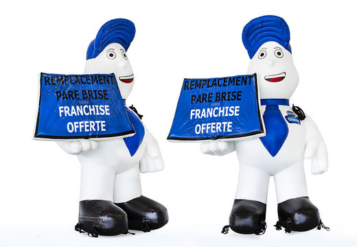 White blue inflatable mascots for sale. Order blow-ups promotionals now online at JB Inflatables America