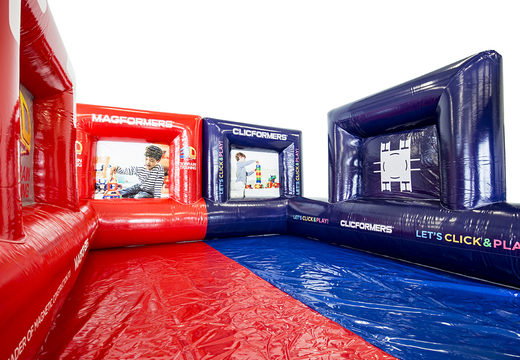 Order custom red blue Magformers football boarding for various events. Buy football boardings now online at JB Inflatables America
