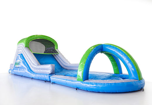 Tobbedansbaan water slide can be ordered customized in your own house style. Buy inflatable water slide online now at JB Promotions America