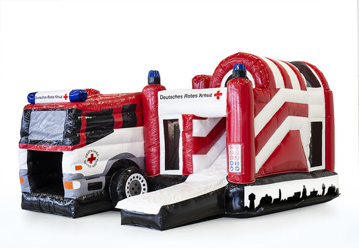 Order the custom inflatable Red Cross Multiplay inflatable bouncer online at JB Promotions America; specialist in inflatable advertising items such as custom bounce houses