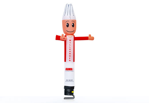 Order inflatable Gunia Chef Waving Skyman skydancers & skytubes custom made at JB Promotions America; specialist in inflatable advertising items such as inflatable tubes