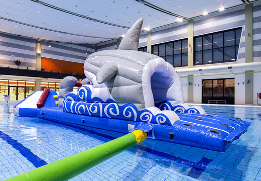 Get an inflatable shark-themed slide for both young and old. Order inflatable pool games now online at JB Inflatables America