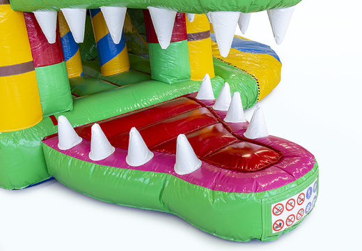 Order bounce house in crocodile theme with a slide for children. Buy inflatable bounce houses online at JB Inflatables America