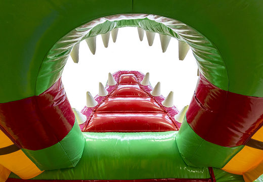 Buy indoor inflatable multiplay bouncer with slide in crocodile theme for kids. Order inflatable bouncers online at JB Inflatables America
