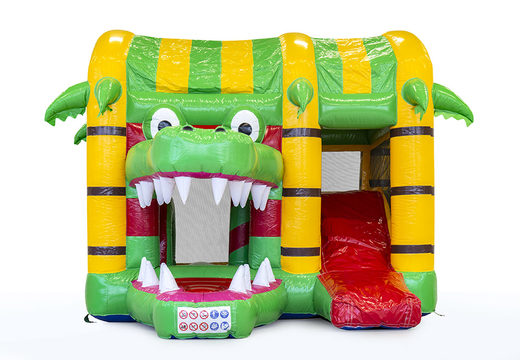 Order multiplay with slide crocodile bounce house for children. Buy inflatable bounce houses online at JB Inflatables America