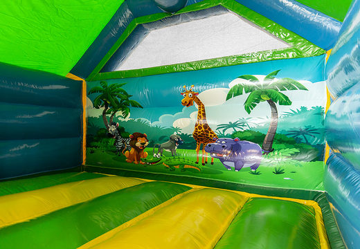 Buy jungle-themed slide combo bounce house at JB Inflatables America. Inflatable bounce houses with slide for sale