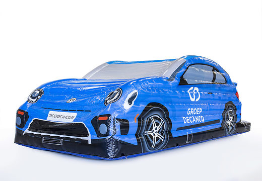 Custom Volkswagen car inflatables in blue are ideal for open days for garages or to promote a new series. Order custom-made bounce houses at JB Promotions America