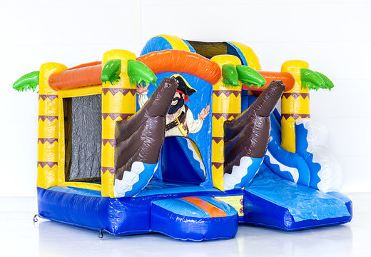Order Jumpy Happy Pirate bounce house with a slide for children. Buy inflatable bounce house online at JB Inflatables America