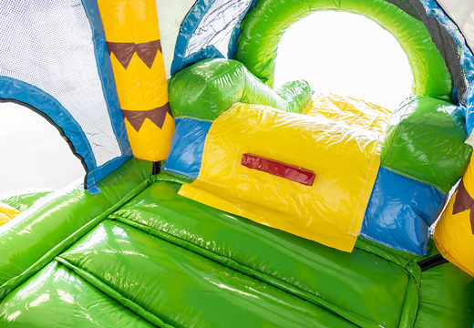 Small multiplay inflatable jungle bouncer with slide for kids for sale. Order inflatable bouncers online at JB Inflatables America