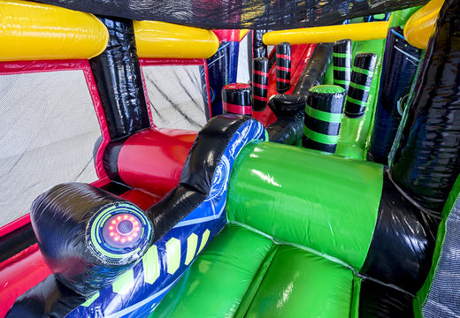 Obstacle course with spot holders on the walls in theme interactive ordering for kids. Buy inflatable obstacle courses online now at JB Inflatables America