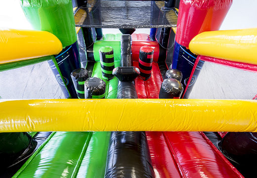 Buy IPS Time Run 15 meter long obstacle course with spot holders on the walls for children. Order inflatable obstacle courses now online at JB Inflatables America